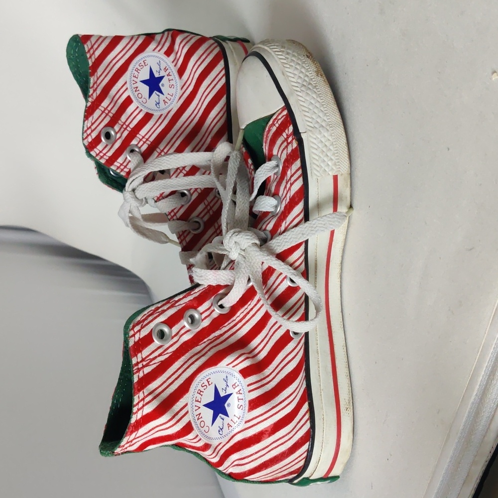 CONVERSE CANDY CANE STRIPE HI TOP TENNIS SHOES